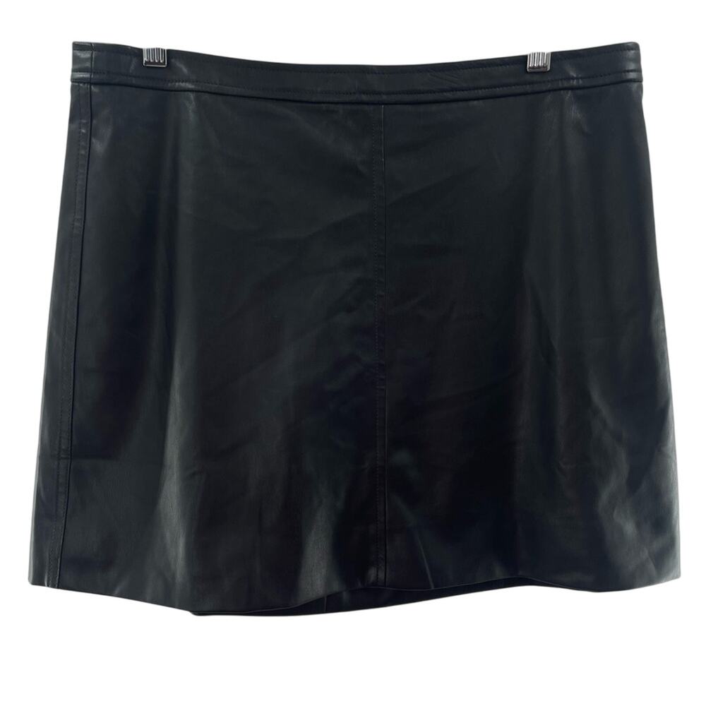 J. Crew Collection Black Vegan Faux Leather Classic Timeless Mini Skirt Size 10